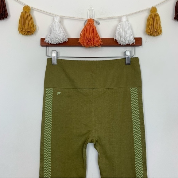 Fabletics High Waisted Seamless Check Green Leggings Size Medium - Picture 6 of 11